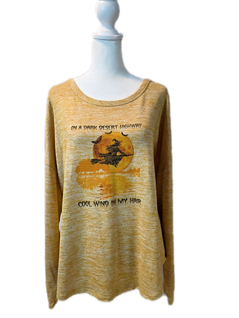 NWOT Time and Tru Mustard Graphic Long-Sleeve Top XL